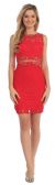 Form Fitting Sheer Lace Short Cocktail Party Dress in Red